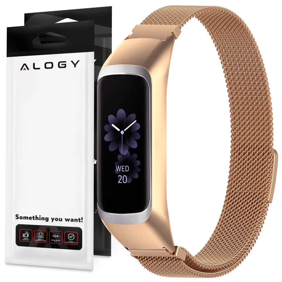 ⁨Milanese Bracelet Alogy strap stainless steel for Samsung Galaxy Fit 2 SM-R220 Gold⁩ at Wasserman.eu