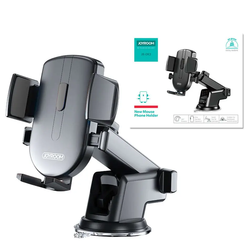 ⁨Uchwyt samochodowy Joyroom JR-ZS219 z ładowarką Qi 15W do telefonu Black⁩ w sklepie Wasserman.eu