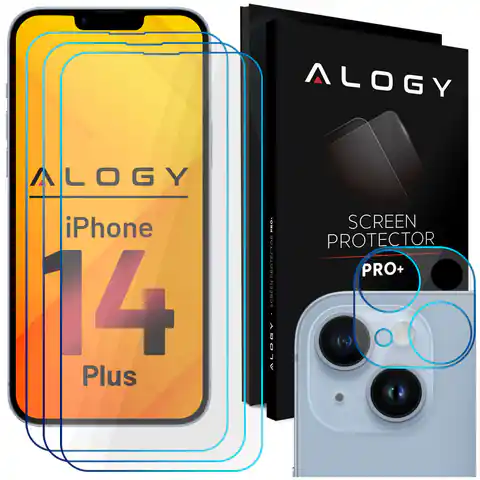 ⁨Alogy Glass Pack 3x Tempered Glass for 9h Screen + Lens for Apple iPhone 14 Plus⁩ at Wasserman.eu