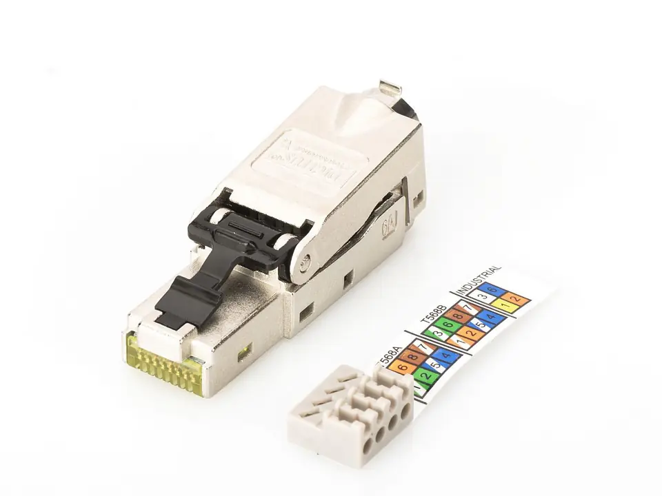 ⁨Connector for assembly Ethernet RJ45 cat.6a AWG 22-27, 10 GBit Ethernet, PoE +⁩ at Wasserman.eu