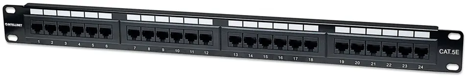 Patch panel 19 inch 24 ports UTP cat.5e black at Wasserman.eu