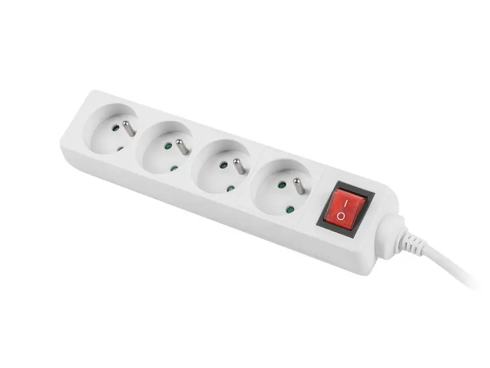 ⁨Power strip 1,5m, white, 4 sockets, with switch, cable made of solid copper⁩ at Wasserman.eu