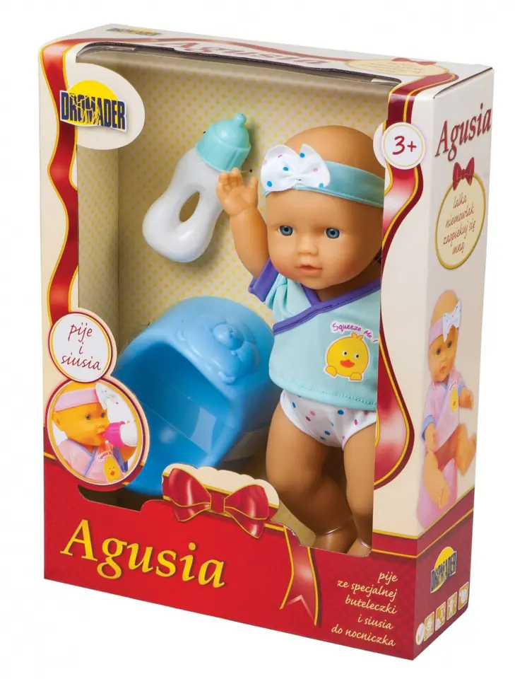 ⁨Doll Agusia drinks and pees⁩ at Wasserman.eu