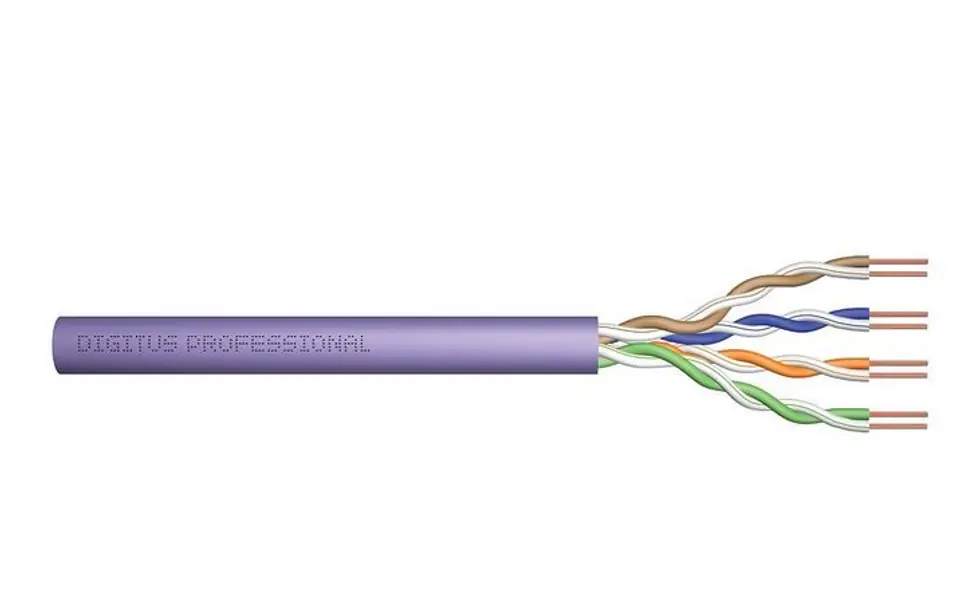 ⁨Kabel teleinformatyczny, instalacyjny, U/UTP kat.6, drut, miedziany, PVC, 305m, fioletowy⁩ w sklepie Wasserman.eu