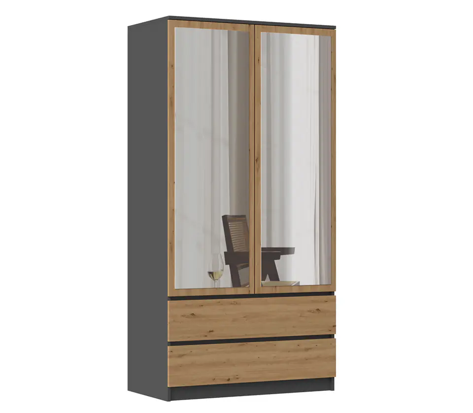 ⁨WARDROBE SS-90 MIRROR - ANTHRACITE OAK ARTISAN⁩ at Wasserman.eu