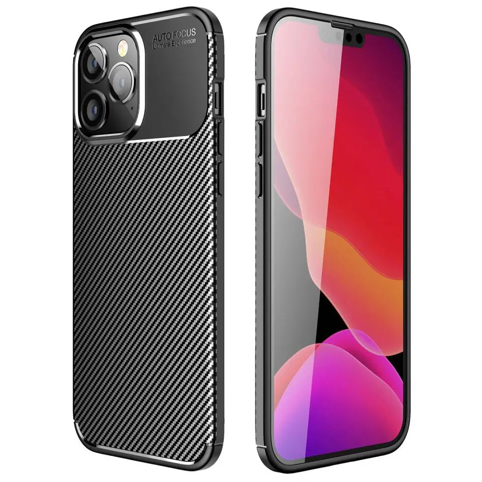 ⁨Case IPHONE 14 PRO Armoured Shockproof Nexeri Carbon Fiber black⁩ at Wasserman.eu