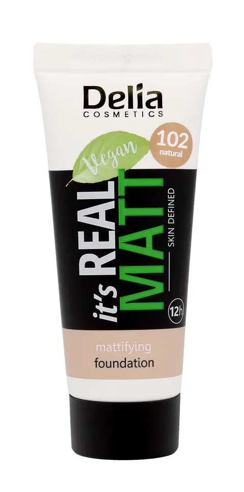 ⁨Delia Cosmetics It's Real Matt Matt Matt Nourishing and Moisturizing Mattifying Foundation No. 102 Natural 30ml⁩ at Wasserman.eu