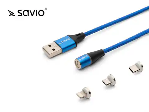 ⁨Savio CL-154 USB kabel 1 m USB 2.0 USB C Micro USB A/Lightning Blau⁩ im Wasserman.eu