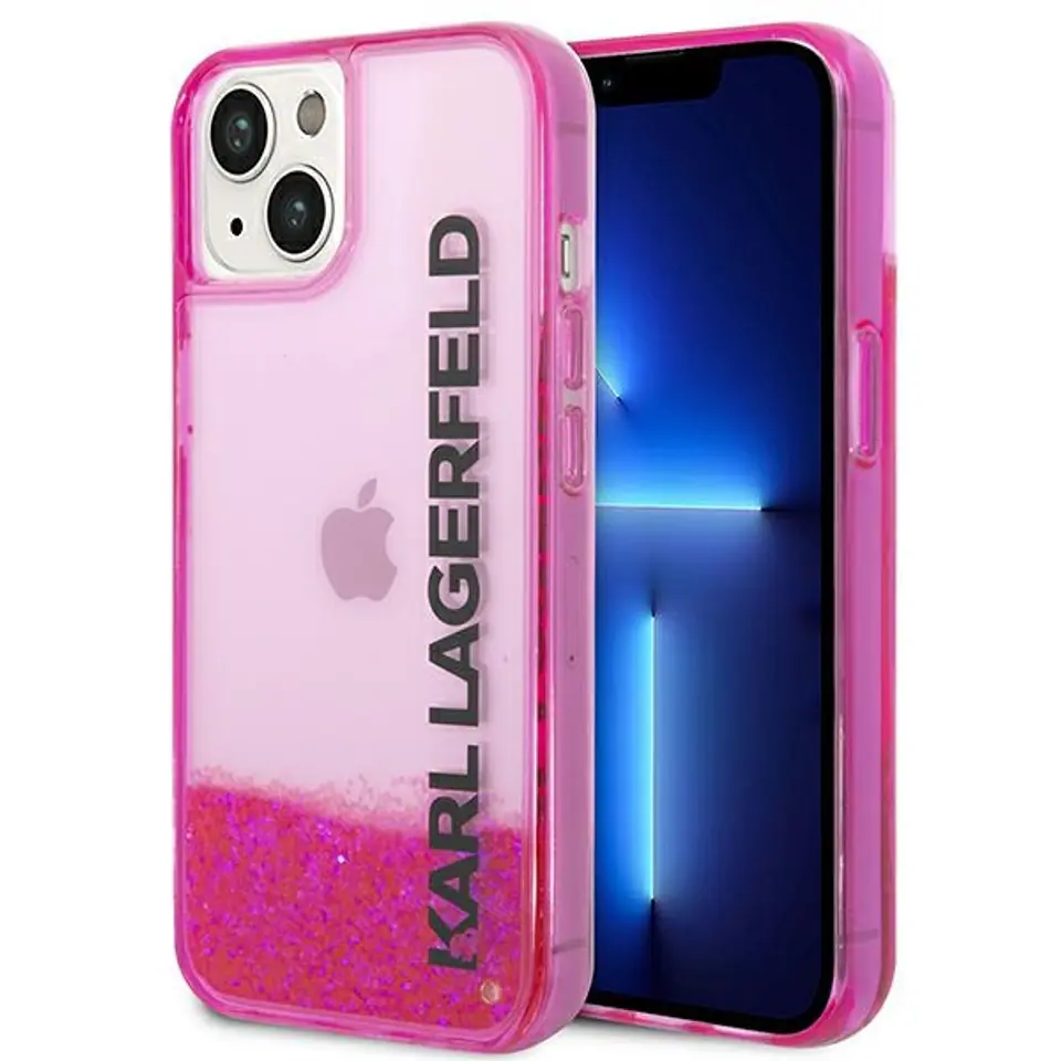 ⁨Karl Lagerfeld Liquid Glitter Translucent Elongated Logo Case – iPhone 14 Plus Case (Pink)⁩ at Wasserman.eu