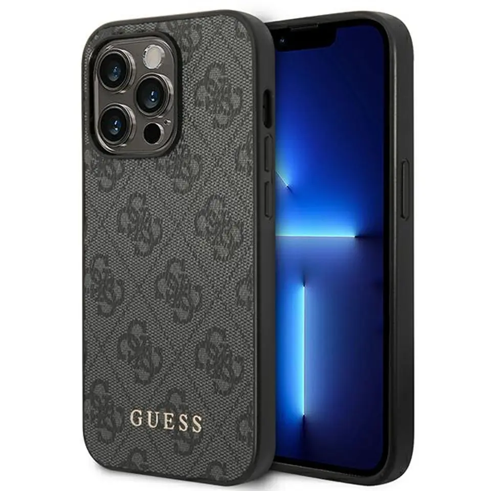 ⁨Guess GUHCP14XG4GFGR iPhone 14 Pro Max 6,7" szary/grey hard case 4G Metal Gold Logo⁩ w sklepie Wasserman.eu