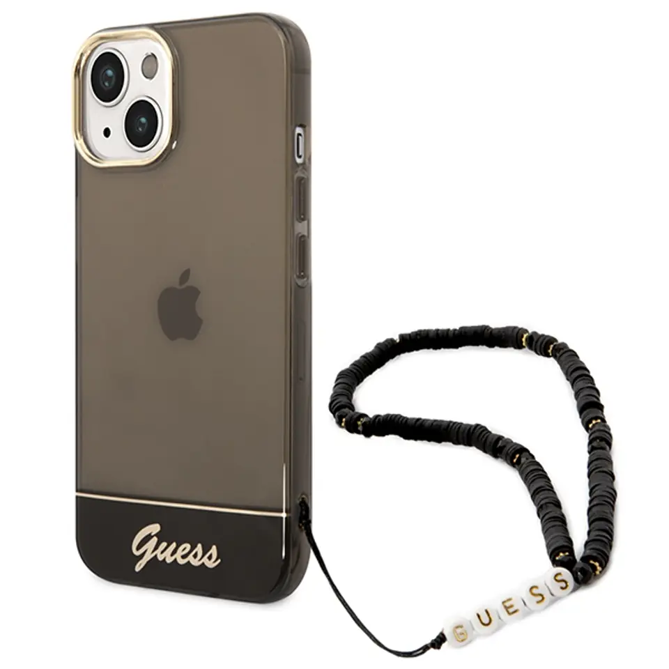 ⁨Guess GUHCP14SHGCOHK iPhone 14 6,1" black/black hardcase Translucent Pearl Strap⁩ at Wasserman.eu