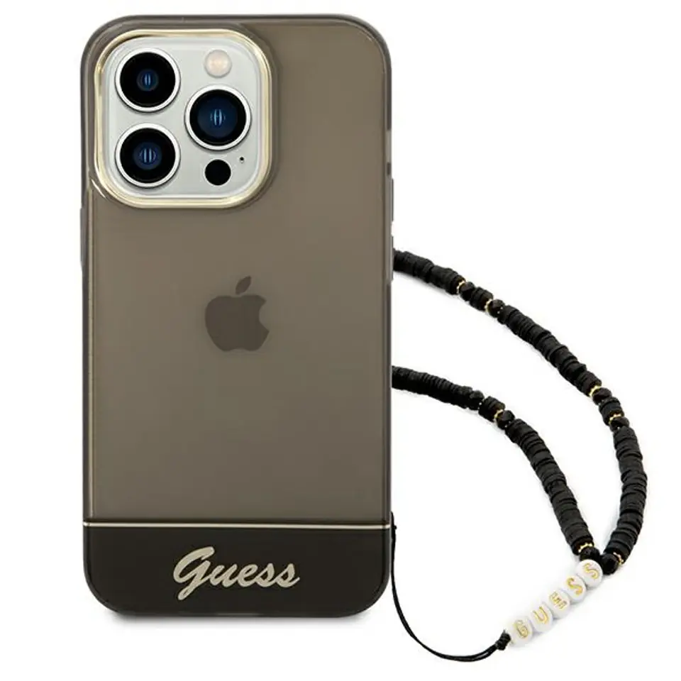 ⁨Guess GUHCP14XHGCOHK iPhone 14 Pro Max 6,7" czarny/black hardcase Translucent Pearl Strap⁩ w sklepie Wasserman.eu