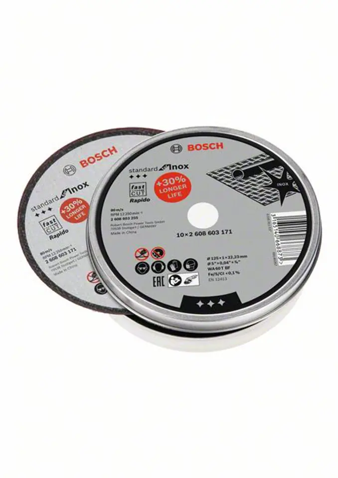 ⁨CUTTING DISC 125*22,2*1 M INOX-RAPIDO 10PC⁩ at Wasserman.eu