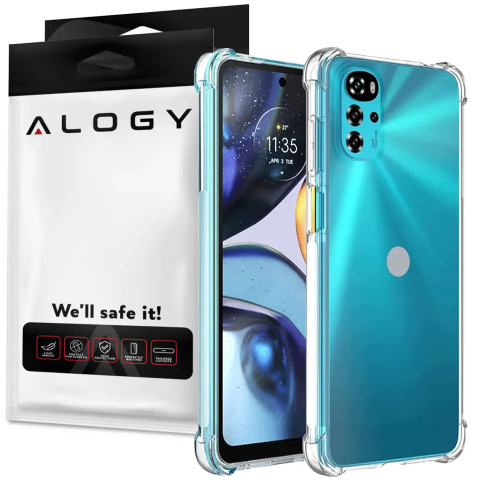 ⁨Etui pancerne ShockProof Alogy do Motorola Moto G22 Przezroczyste⁩ w sklepie Wasserman.eu