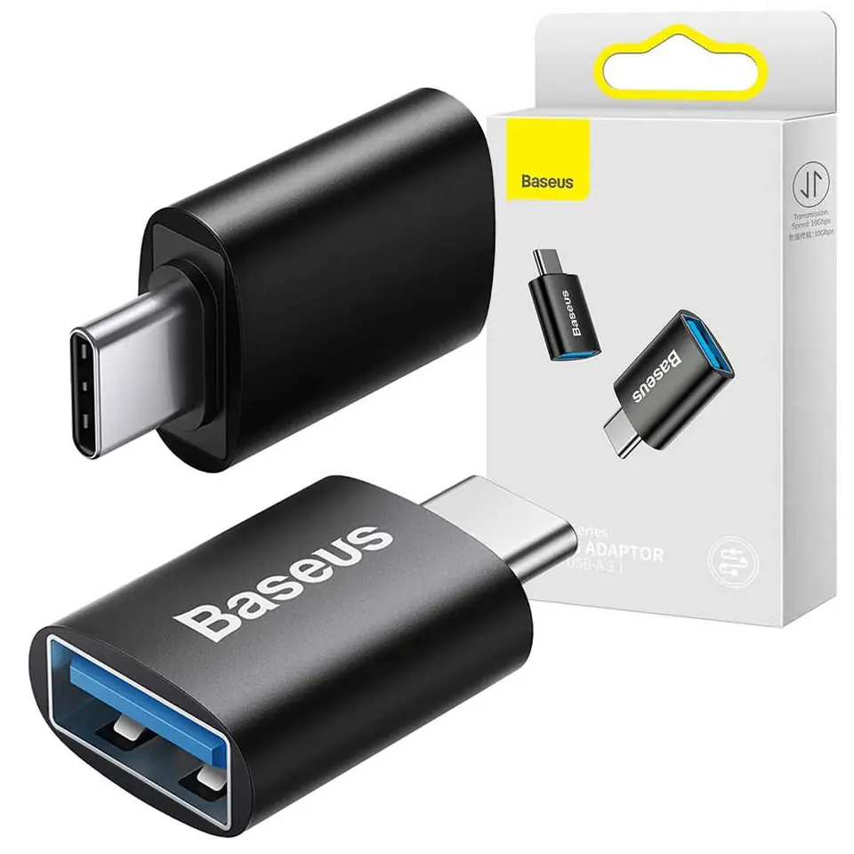 ⁨Adapter przejściówka Baseus Mini OTG Adaptor USB-A do USB-C Typ C Czarny⁩ w sklepie Wasserman.eu