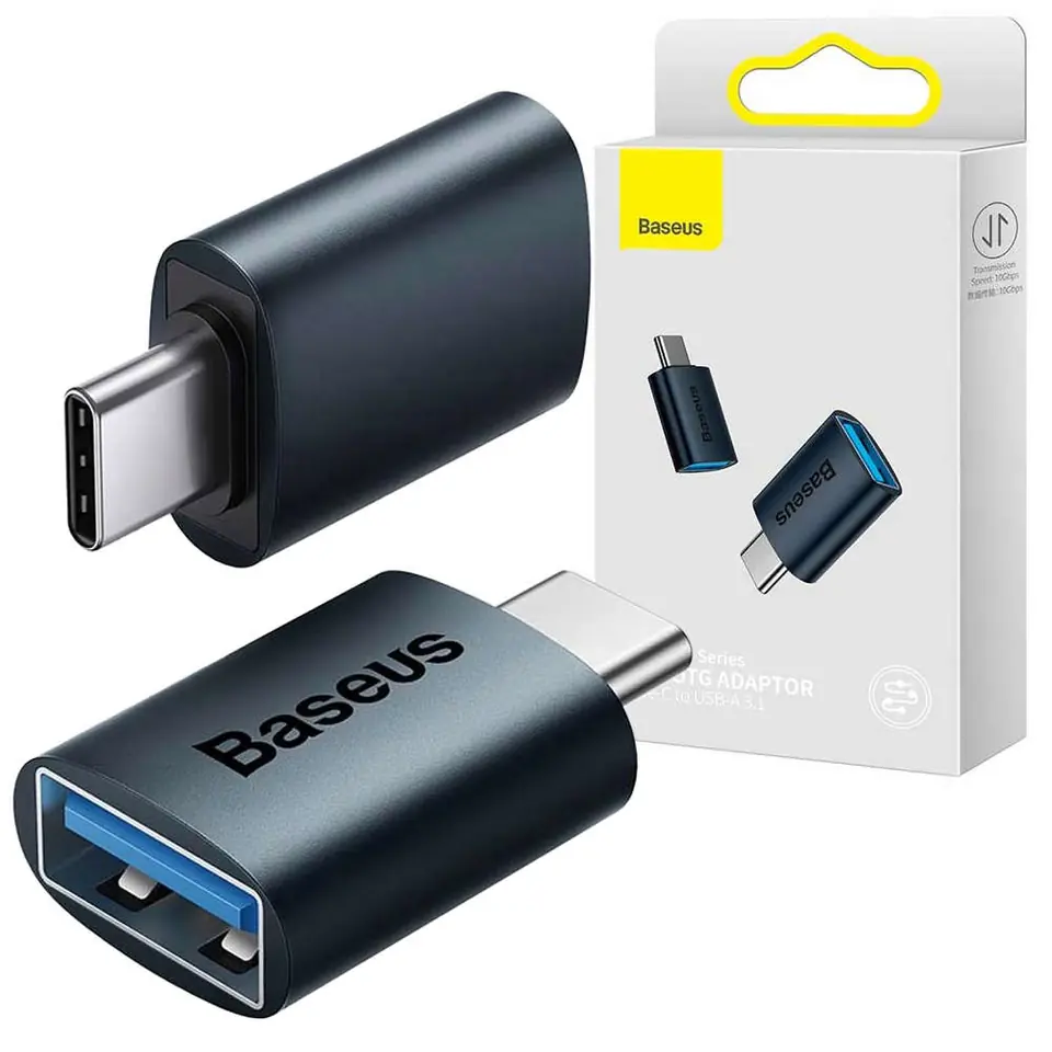 ⁨Adapter przejściówka Baseus Mini OTG Adaptor USB-A do USB-C Typ C Niebieski⁩ w sklepie Wasserman.eu