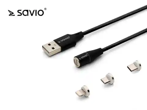⁨Savio CL-152 USB Kabel 1 m USB 2.0 USB C Micro USB A/Lightning Schwarz⁩ im Wasserman.eu