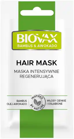 ⁨L'BIOTICA Biovax Hair Mask Intensively regenerating hair mask - Bamboo & Avocado 20ml - sachet⁩ at Wasserman.eu