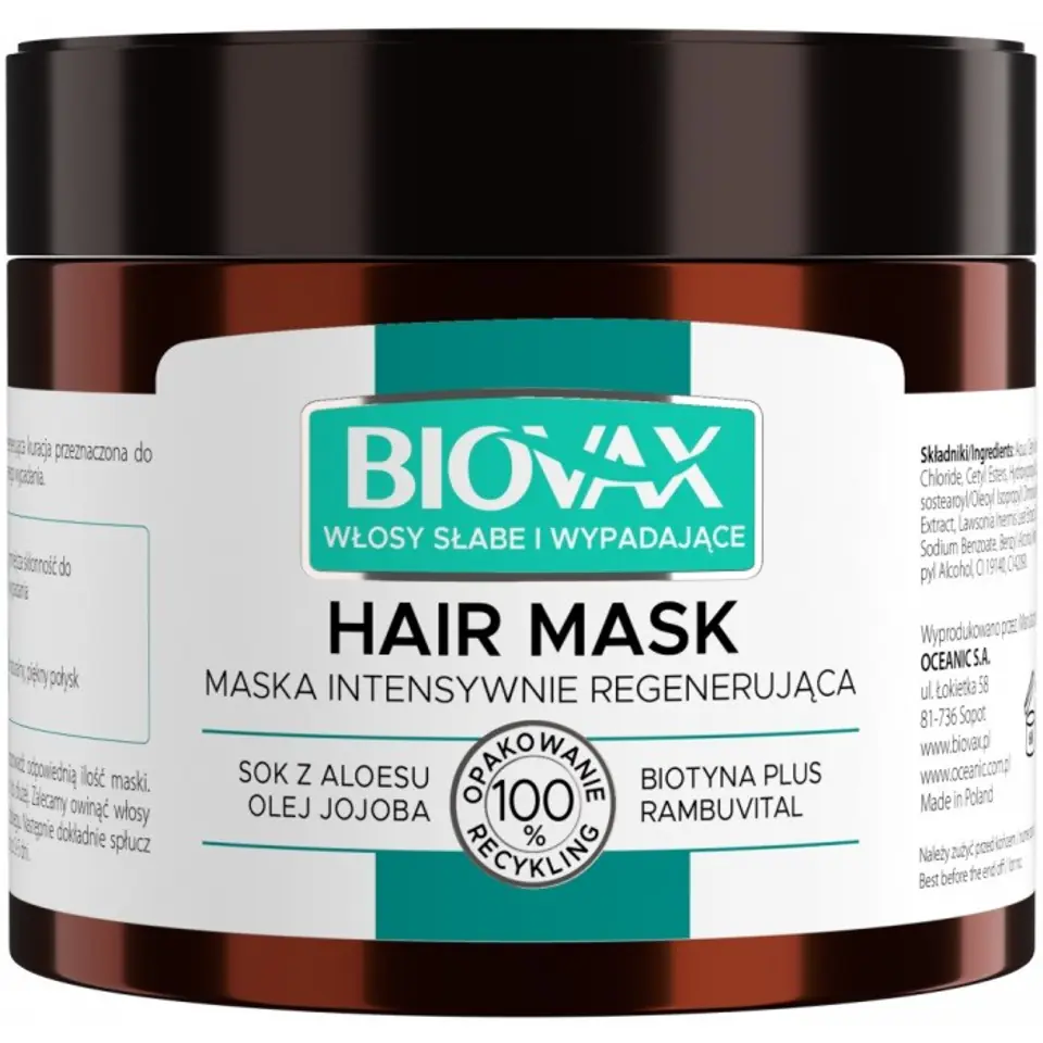 ⁨L'BIOTICA Biovax Hair Mask Intensively regenerating hair mask -Weak and falling out hair 250ml⁩ at Wasserman.eu
