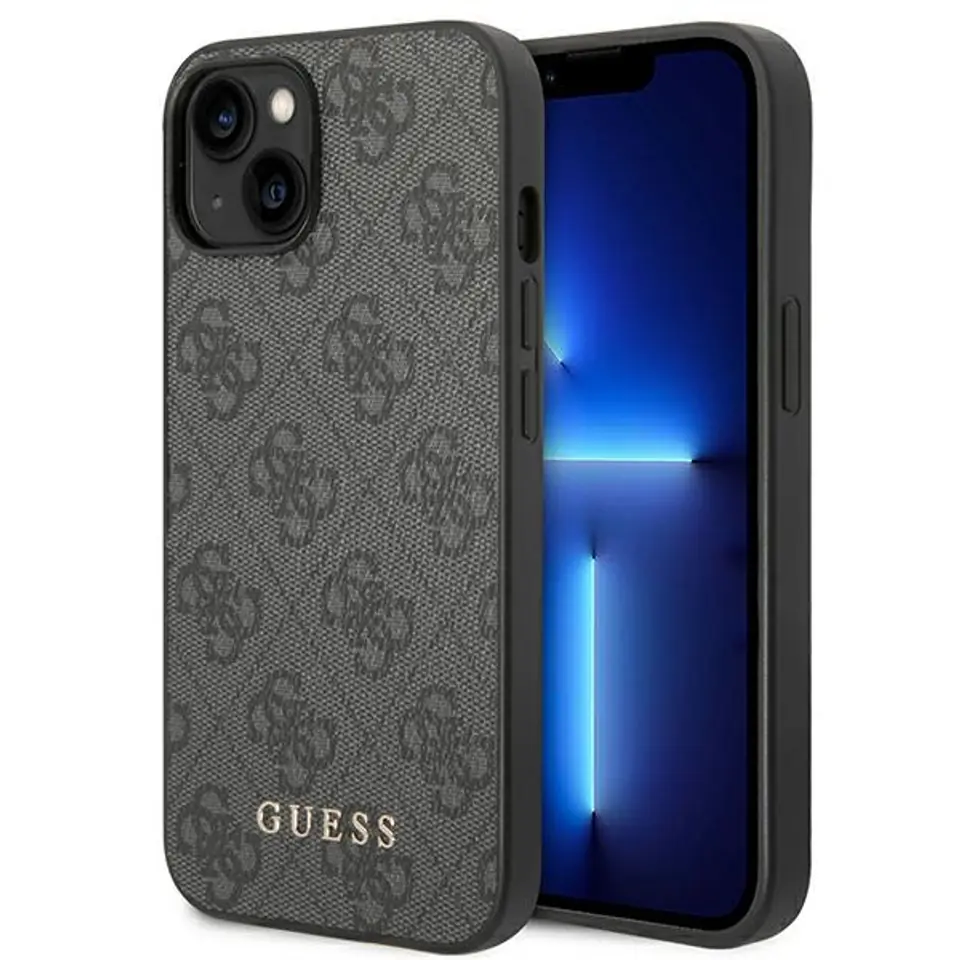 ⁨Guess GUHCP14SG4GFGR iPhone 14 6,1" szary/grey hard case 4G Metal Gold Logo⁩ w sklepie Wasserman.eu