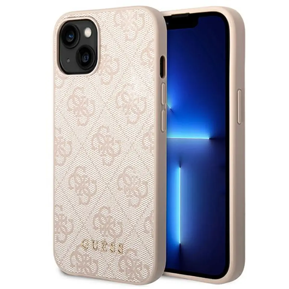 ⁨Guess GUHCP14SG4GFPI iPhone 14 6,1" różowy/pink hard case 4G Metal Gold Logo⁩ w sklepie Wasserman.eu