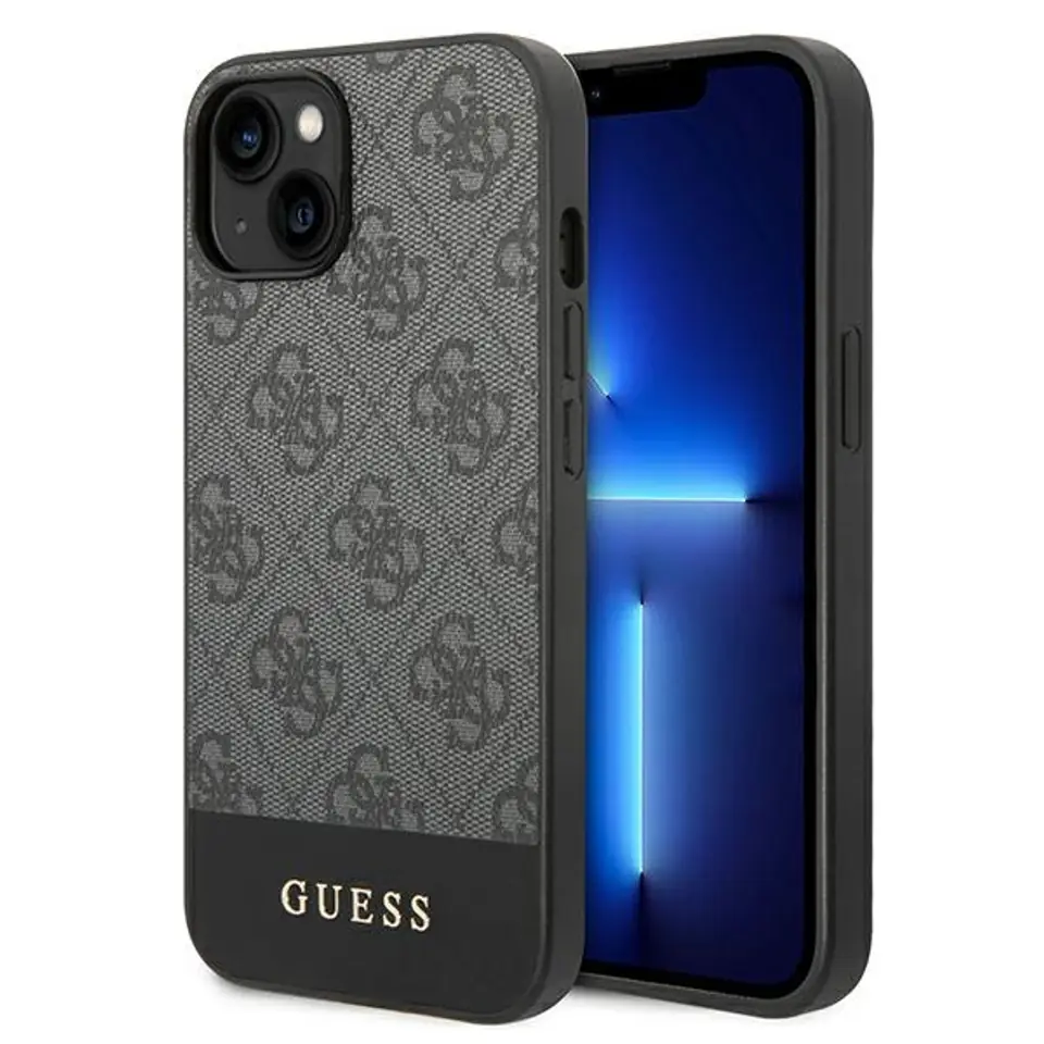 ⁨Guess GUHCP14MG4GLGR iPhone 14 Plus 6,7" szary/grey hard case 4G Stripe Collection⁩ w sklepie Wasserman.eu