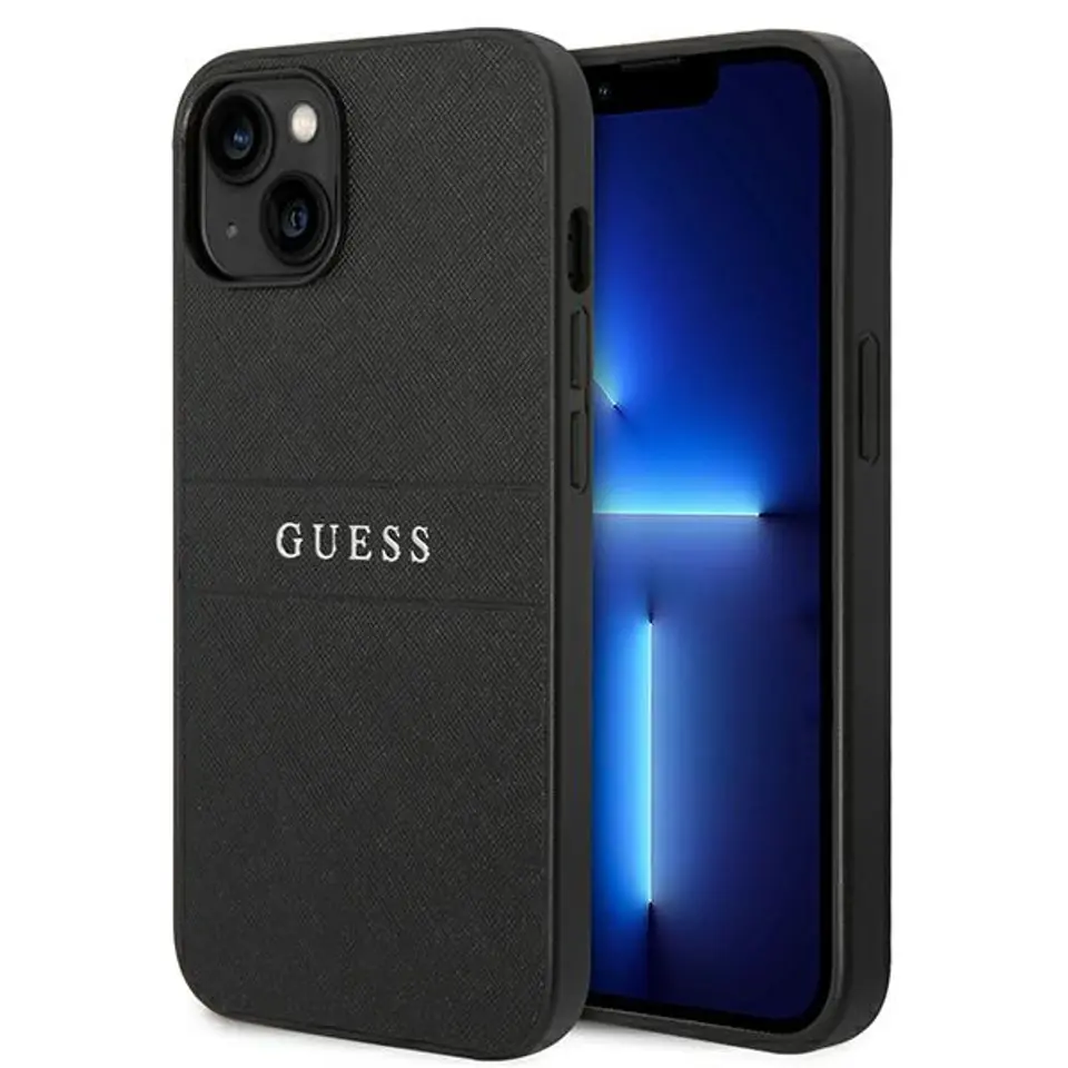 ⁨Guess GUHCP14MPSASBBK iPhone 14 Plus 6,7" czarny/black Saffiano Strap⁩ w sklepie Wasserman.eu