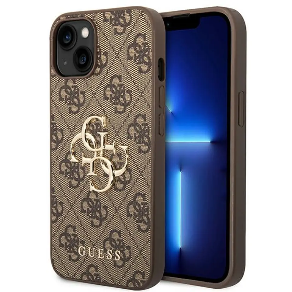 ⁨Guess GUHCP14S4GMGBR iPhone 14 6,1" brązowy/brown hardcase 4G Big Metal Logo⁩ w sklepie Wasserman.eu