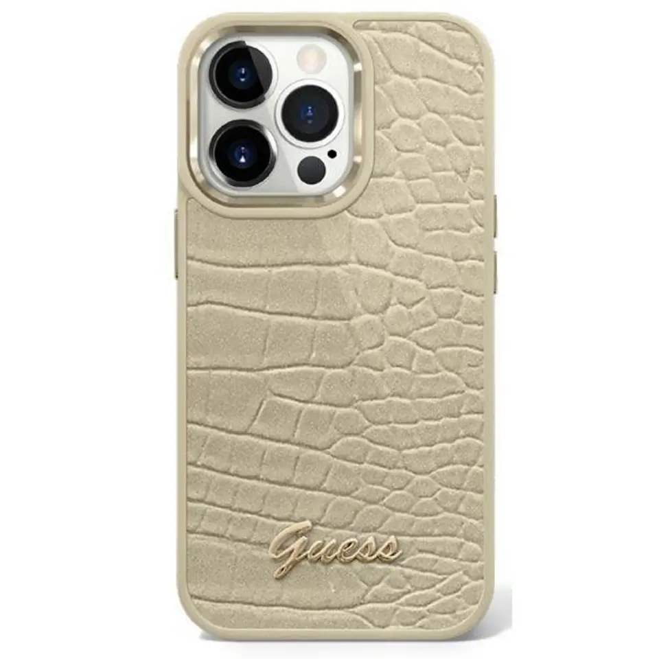 ⁨Guess GUHCP14MHGCRHD iPhone 14 Plus 6,7" gold/gold hardcase Croco Collection⁩ at Wasserman.eu