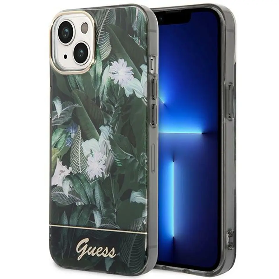 ⁨Guess GUHCP14MHGJGHA iPhone 14 Plus 6,7" zielony/green hardcase Jungle Collection⁩ w sklepie Wasserman.eu