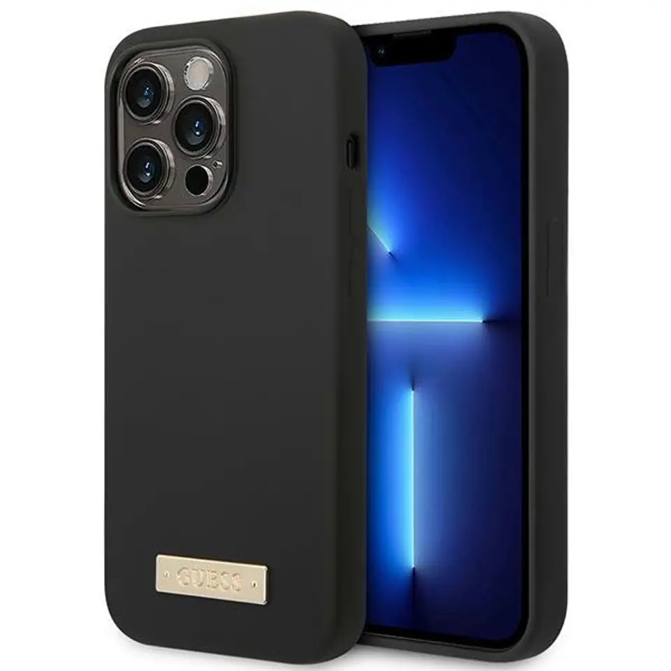 ⁨Guess GUHMP14XSBPLK iPhone 14 Pro Max 6,7" black/black hard case Silicone Logo Plate MagSafe⁩ at Wasserman.eu