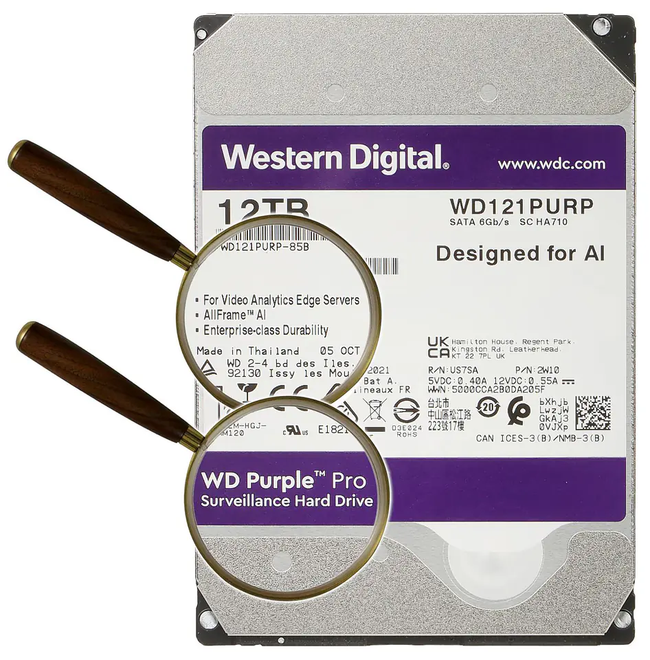 ⁨DYSK DO REJESTRATORA HDD-WD121PURP 12TB 24/7 WESTERN DIGITAL⁩ w sklepie Wasserman.eu