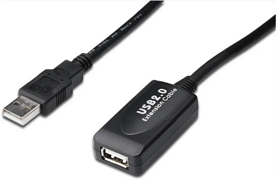⁨Kabel DIGITUS DA-73101 (USB M - USB F; 15m; kolor czarny)⁩ w sklepie Wasserman.eu