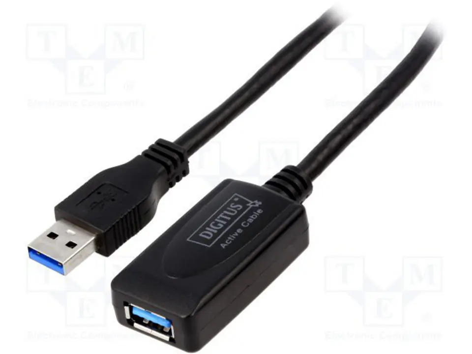 ⁨Kabel DIGITUS DA-73104 (USB M - USB F; 5m; kolor czarny)⁩ w sklepie Wasserman.eu
