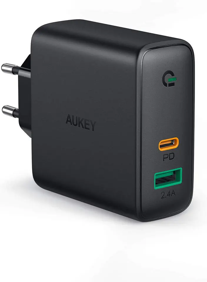 ⁨AUKEY PA-D3 mobile device charger Black 1xUSB C | 1xUSB A Power Delivery 3.0 60W 5.4A Dynamic Detect⁩ at Wasserman.eu