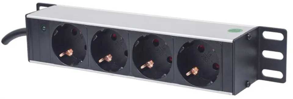 ⁨Intellinet 10" 1U Rackmount 4-Way Power Strip - German Type", With Power Indicator, No Surge Protection, 1.8m Power Cord (Euro 2-pin plug)⁩ at Wasserman.eu