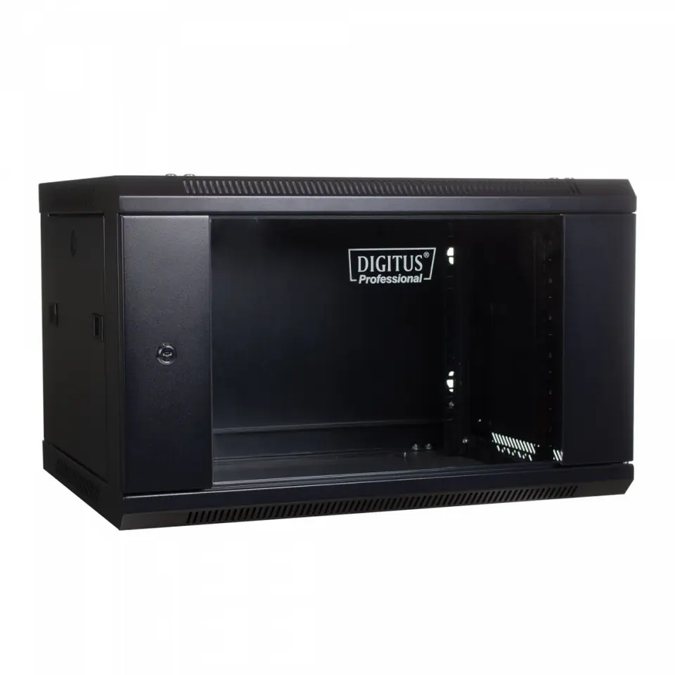 ⁨Wall mount cabinet 19 4U 279/600/450mm, glass door, black (RAL 9004)⁩ at Wasserman.eu