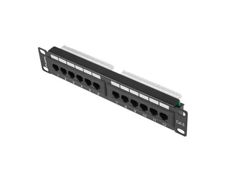 ⁨Patch panel Lanberg PPU6-9012-B (1U; 10"; kat. 6; UTP; 12xRJ-45)⁩ w sklepie Wasserman.eu