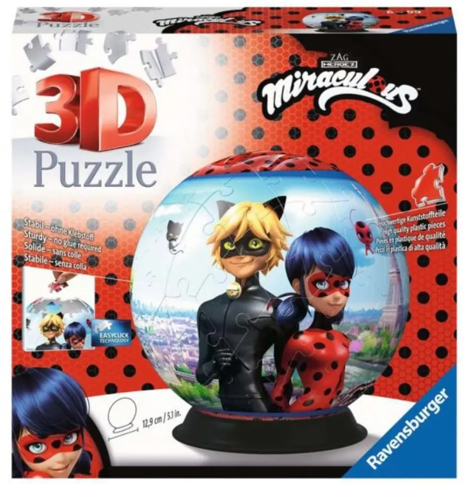 ⁨Puzzle 3D 72 elementy Kula Miraculous⁩ w sklepie Wasserman.eu
