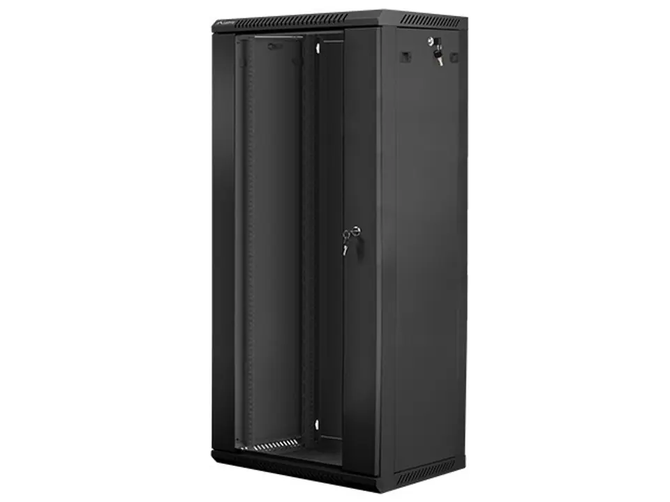 ⁨Szafa instalacyjna wisząca 19'' 27U 600X450mm czarna (drzwi      szklane)⁩ w sklepie Wasserman.eu
