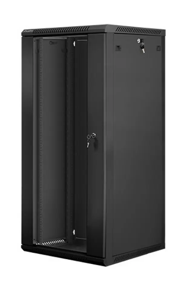 ⁨Szafa instalacyjna wisząca 19'' 27U 600X600mm czarna (drzwi      szklane)⁩ w sklepie Wasserman.eu