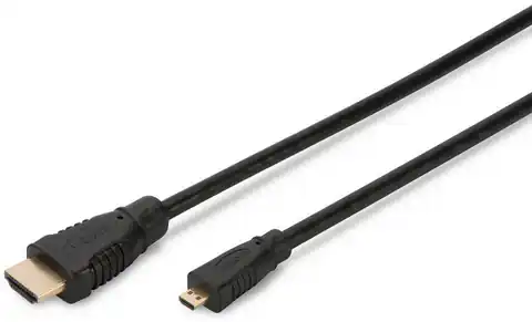 ⁨MicroHDMI Highspeed 1.4 Eth connection cable. GOLD Type HDMI A/HDMI D, M/M black 2m AK-330109-020-S⁩ at Wasserman.eu