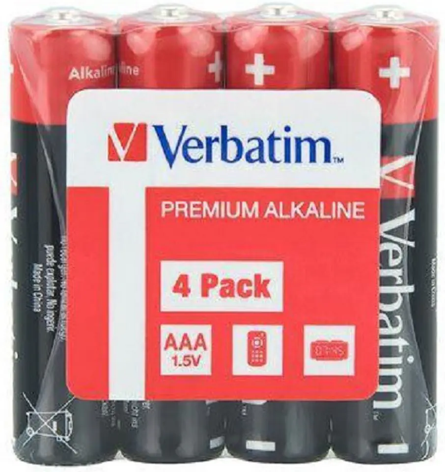 ⁨VERBATIM Alkaline AAA batteries (LR03) 4 pcs 49500⁩ at Wasserman.eu