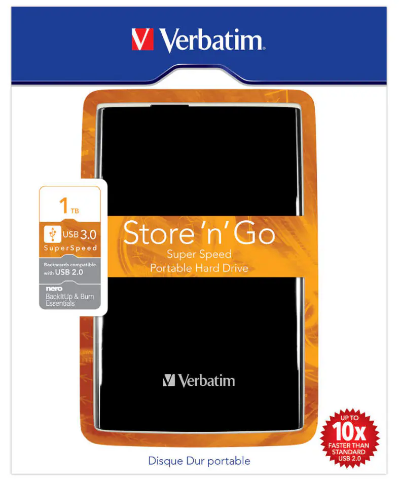 ⁨Dysk twardy zewnętrzny VERBATIM Store'n'Go USB 3.0 Portable Hard Drive 1TB Czarny 53023⁩ w sklepie Wasserman.eu