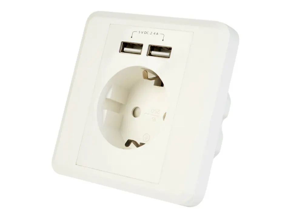 GEMBIRD EG-ACU2A2-01 Gembird gniazdo podtynkowe 230V pojedyncze + 2x USB 2.4A Schuko w sklepie Wasserman.eu