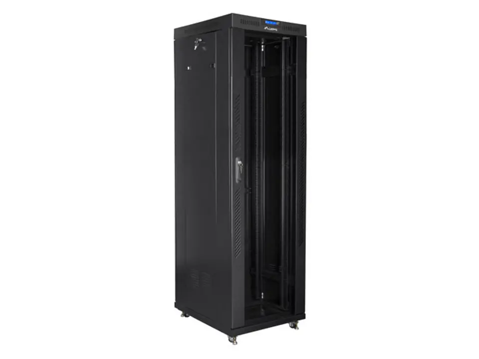 ⁨FLOOR-STANDING RACK CABINET 19" 42U 600X800 BLACK GLASS DOOR LCD LANBERG (FLAT PACK)⁩ at Wasserman.eu