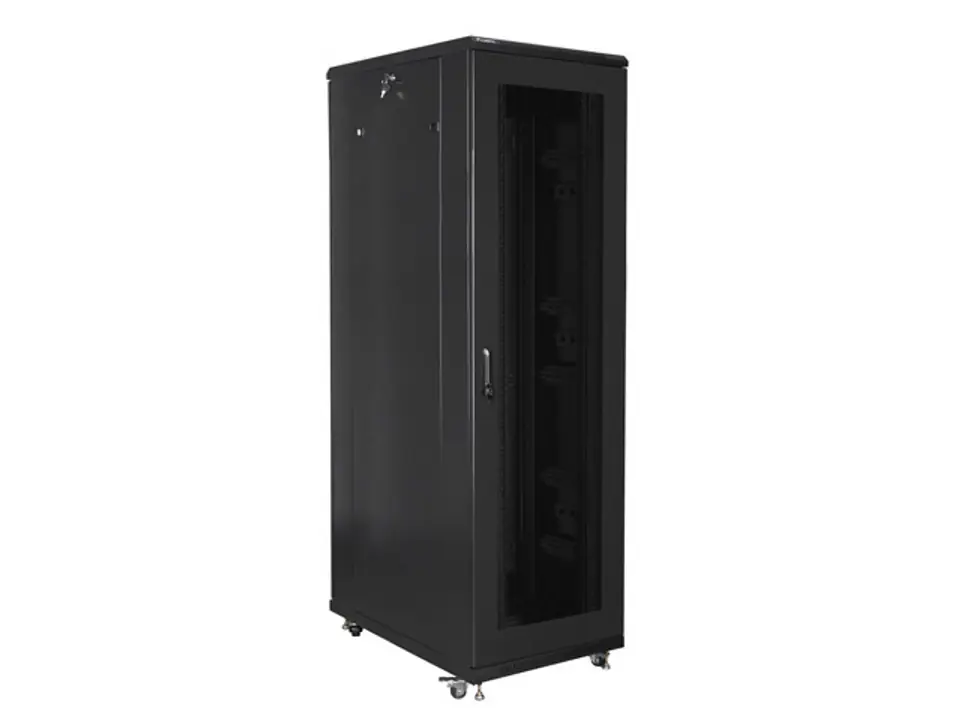 ⁨SZAFA INSTALACYJNA RACK STOJĄCA 19" 42U 800X1000 CZARNA DRZWI PERFOROWANE LANBERG (FLAT PACK)⁩ w sklepie Wasserman.eu