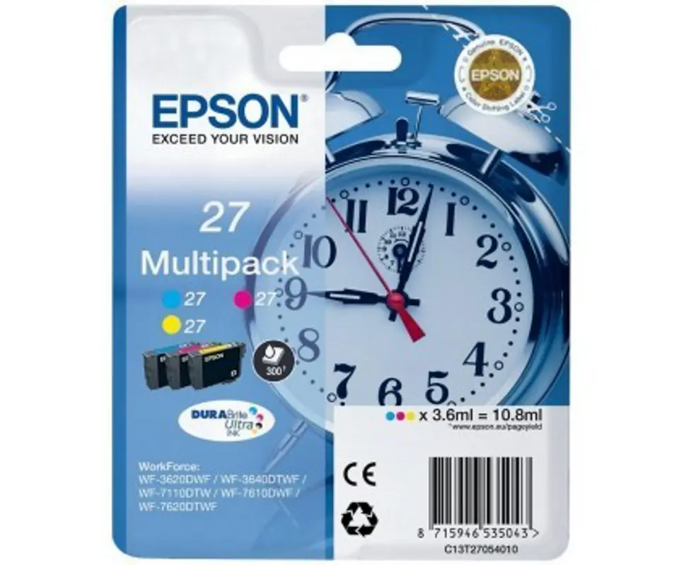 ⁨Ink Cartridge EPSON Triple Pack CMY T2705 3 x 3.6 ml C13T27054012⁩ at Wasserman.eu