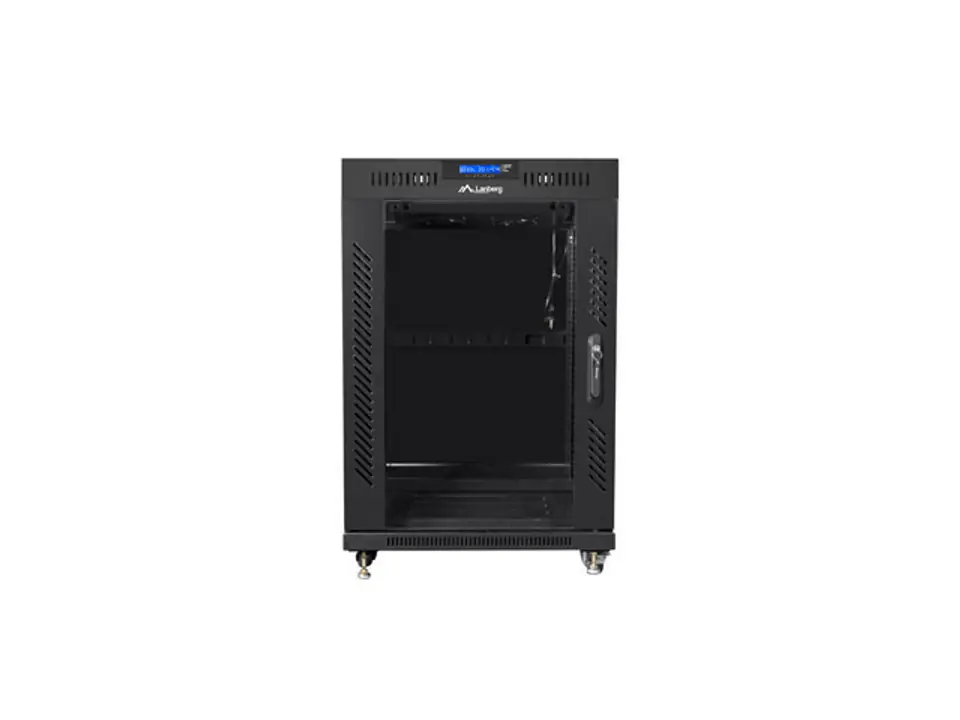 ⁨FLOOR-STANDING RACK CABINET 19" 15U 800X1000 BLACK GLASS DOOR LCD LANBERG (FLAT PACK)⁩ at Wasserman.eu