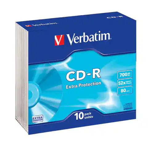 ⁨CD-R VERBATIM 700 MB 52x Slim 10  szt.⁩ w sklepie Wasserman.eu